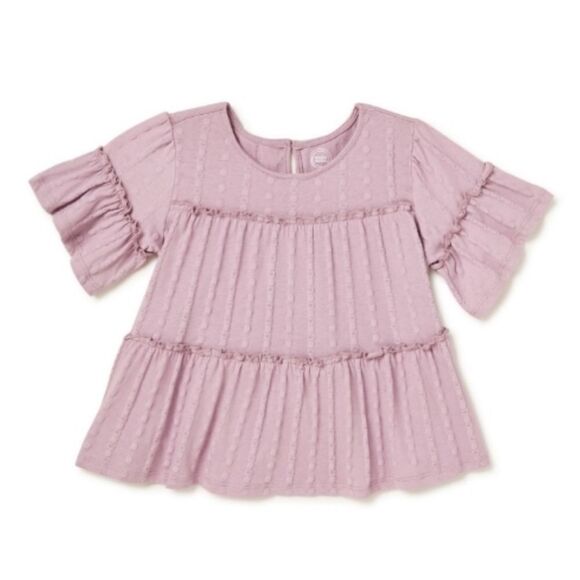 GIRLS PUFFED PRINTED Tiered Swing Top Shirt Size XS - Picture 4 of 6